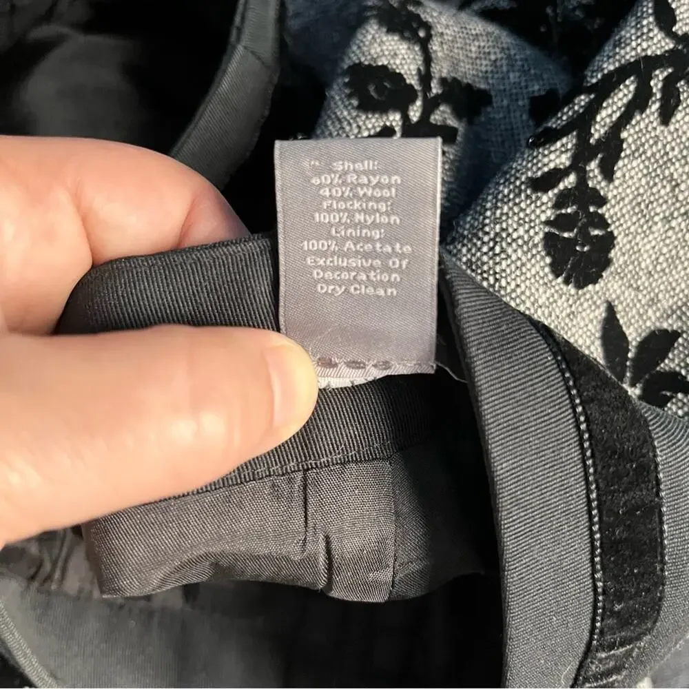 Ann Taylor wool blend grey black tweed floral A line lined skirt size 4